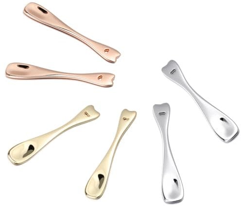 Gjinxi 4PCs Facial Massage Spatula, Mini Reusable Skincare Spoons, Face Mask Cosmetics Spatula, Tiny Beauty Metal Spoons Set Applicator Tool, Eye Cream Lotion Makeup Moisturizers Accessories