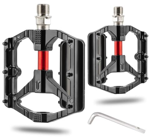AIVORO Pedali Mtb, Pedali Antiscivolo Bicicletta, MTB in Alluminio Pedali, SPD Pedali per bicicletta, Pedali piatti 9/16 lavorati a CNC con chiodi antiscivolo,3 Sigillato DU cuscinetti pedali leggero