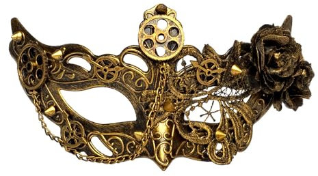 Boland 54575 - Masque Steampunk pour adultes, masque facial, accessoire de déguisement, accessoire pour carnaval et fête à thème, Bronze