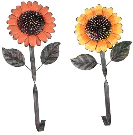 ANDRESLAD 2pezzi Gancio Decorativo Battuto Forma Girasole Per Decorazioni Da Giardino e Interni e Resistente