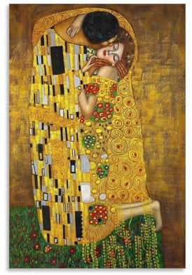 Gustav Klimt Kunstposter Der Kuss für Zimmer, ästhetische Leinwand, Badezimmerkunst, Wanddekoration, Fotodrucke, 20 x 30 cm