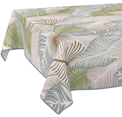 Wachstuchtischdecke Wachstischdecke Wachstuch Tischdecke abwaschbar Gartentischdecke Wasserabweisend 140x140cm mit Saum (Eingefasst) Floral Blätter Laube Grün