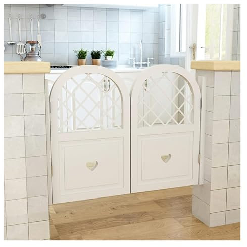 Puerta oscilante para salón, cafetería, superficie lisa blanca con accesorios de instalación, valla de cierre automático, puerta de media cintura para escaleras, 70 cm de ancho x 90 cm de largo