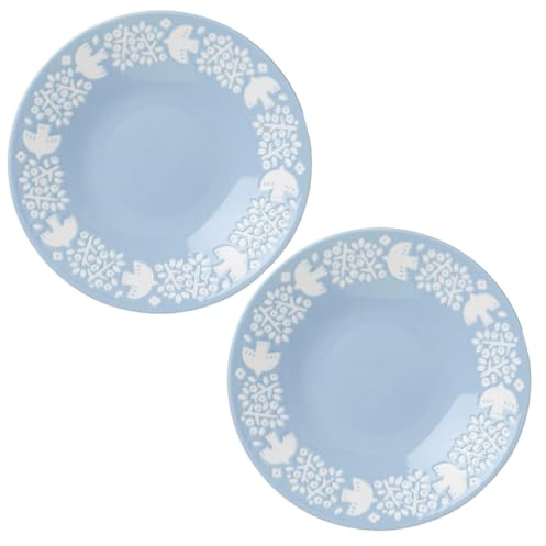 Starry Mart Minoru Touki Lintu Japanese Dinnerware Collection – Plates, Bowls, and Ramen Bowls (Bundle of 2) (Plate Aqua Ø22cm | H3cm)