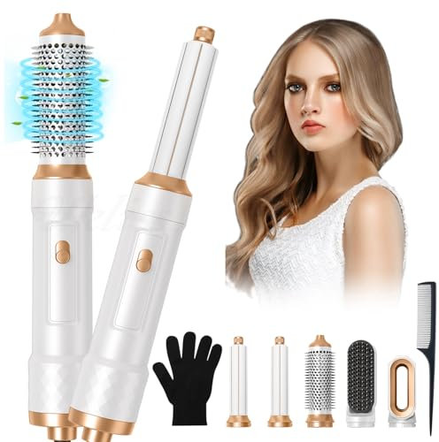 Hair Styler 5 in 1, Magic Styler, 1000W Hair Dryer Brush for Hair Styling, Hot Air Brush with Auto Wrap Air Curler Wand, Hair Straightener Brush, Round Brush Hair Dryer for Volumise, Curls, Style