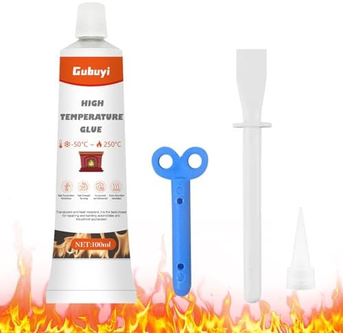 100ml Hochtemperaturkleber, Hitzebeständiger Kleber, Kleber Hitzebeständig, Kleber für Gummi Auf Metall, Durchscheinend Hochtemperaturkleber für Auto, Backöfen, Ofenfensterverglasung, Herdplatten