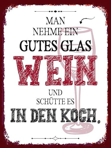 mrdeco Holzschild 30x40cm man nehme ein gutes Glas Wein Holz Schild