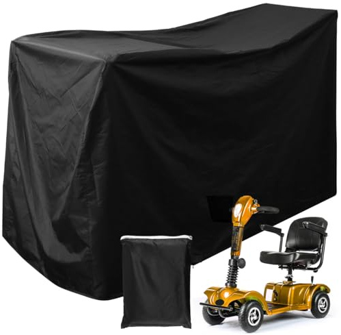 Elektromobil Abdeckhauben wasserdichte, Regenschutz für Rollstuhl Schutzbezug 190D, Winterfest Staubdicht Abdeckplane Passt am Meisten Mobility Scooter, Professioneller Regenschutz(140x66x91cm)