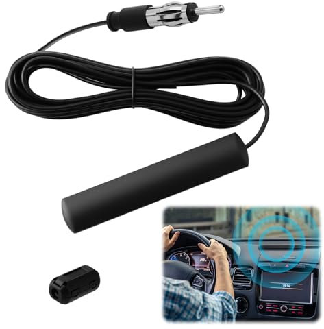 Câble Radio Voiture Universelavec Adaptateur et Câble de Rallonge 5 m, Antenne Auto FM sur Pare-Brise avec Connecteur DIN, Antenne Radio Voiture Universelle pour Auto, Camion, Bateau
