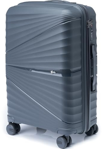 Xonic® Hartschalenkoffer L für 65L - Bruchsicherer Rollkoffer Polypropylen mit 360° Doppelrollen & TSA-Schloss - Reisekoffer Dark Grey