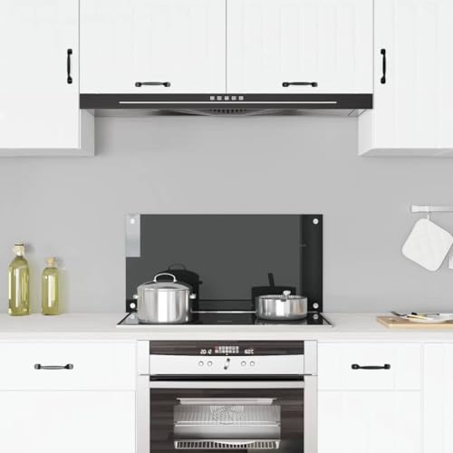 Mokuyary Kitchen Backsplash Black 80 x 40 cm Tempered Glass Splashbacks for Cookers, multiple sized kitchen splashbacks for walls