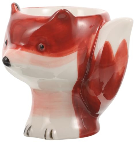 NIYANGLE Ceramic Egg Holder Fox Shape Breakfast Egg Tray Dish Decorative for Dining Table
