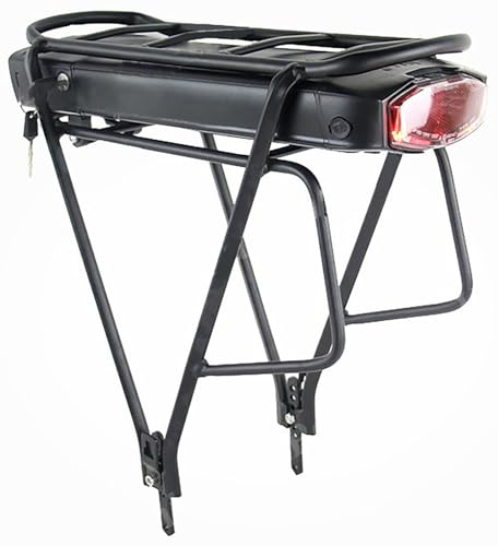 Rear Rack Ebike Battery 36V/48V 10Ah 12Ah 15Ah Electric Bike Battery with Charger, Luggage Rack and Tail Light for 200W 350W 500W 750W Motor