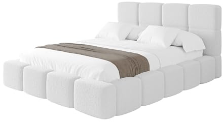 ALTDECOR Polsterbett mit Bettkasten und Lattenrost, Bett mit Kopfteil, Boxbett ohne Matratze, Doppelbett mit Stauraum - NATA 180x200 Weiß