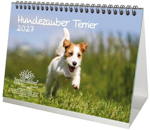 Hundezauber Terrier DIN A5 Tischkalender für 2027 Welpen und Hunde - Seelenzauber