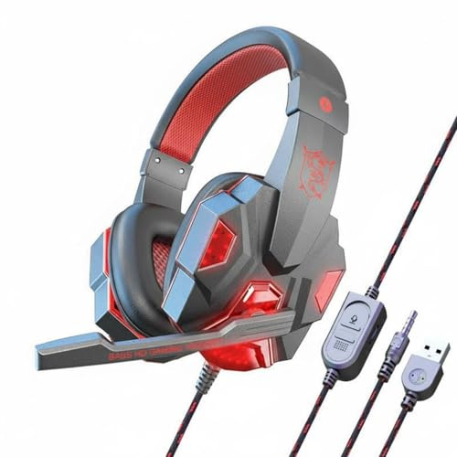 Okiyakusama Cuffie Gaming Auricolari Microfono Cancellazione Rumore Audio Immersivo LED Padiglioni Morbidi Funzione Plug And Play Adatto per Studio, color to 2, Ps4 Luminoso