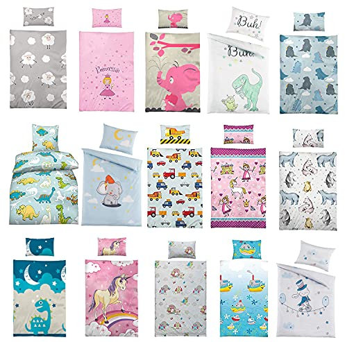 Wasserbetten-Markenshop Kinder Wasserbettwäsche mit verschiedenen Motiven 100x135 cm + Kissenbezug 40x60 cm 100% Baumwolle Microfaser Dinosaurier blau 100x135 cm Mikrofaser