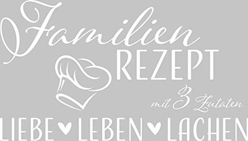 GRAZDesign Wandtattoo Wohnzimmer Familie Familienrezept mit 3 Zutaten, Lustig Sprüche Flur, Küche, Wandaufkleber selbstklebend, Wandsticker modern, 70x40cm, 010 weiss