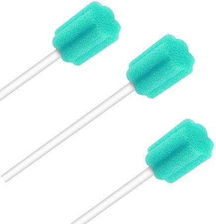 Wellgler Sterile Mundtupfer aus Schwamm, einzeln verpackt, Himmelblau, 100 Stück