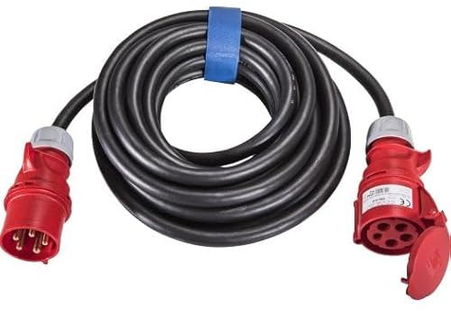 SIROX® - Prolunga CEE, 32 A, H07RN-F colore del cavo nero, sezione 5 x 6,0 mm², lunghezza 10 m, invertitore di fase no.