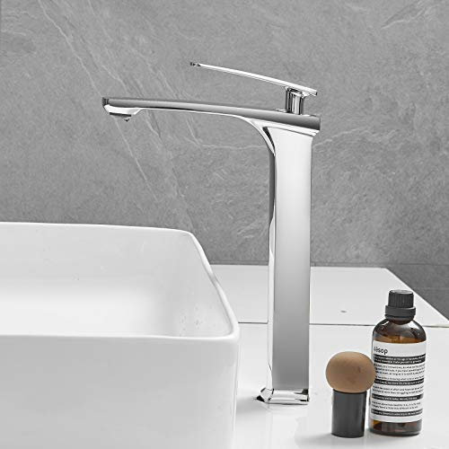 Wasserhahn Bad Waschtischarmatur, Einhebel-Badarmatur, Chrom, Hoher Wasserhahnauslauf