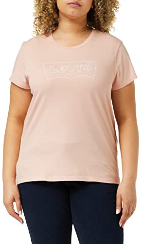 Levi's Women's The Perfect Tee- Outline Batwing Logo T-Shirt, Outline Batwing Evening Sand, S
