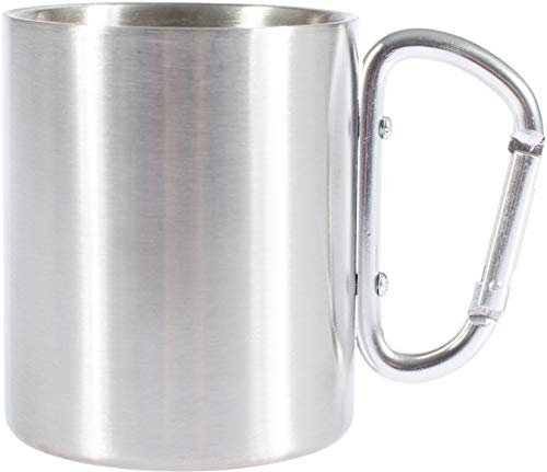 C.A.O. - Quart double paroi avec mousqueton 30 cl en Inox - Hauteur 9 cm - Diamètre ø 7,4 cm