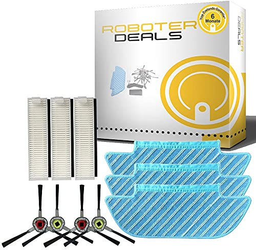 Zubehör Set, Ersatzteile Kit für Ecovacs Deebot Slim OZMO 10 (3x Wisch Pad, 4x Seitenbürste, 3x Feinstaub Filter)