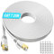 MEIPEK LAN Kabel 25 meter weiß Cat 7 Flach Netzwerkkabel 25m, Reines Kupferkern RJ45 LAN Ethernet-Kabel, Lange Cat 7 25m Gigabit FTP Geschirmtes Internet Patchkabel für Router Modem Switch