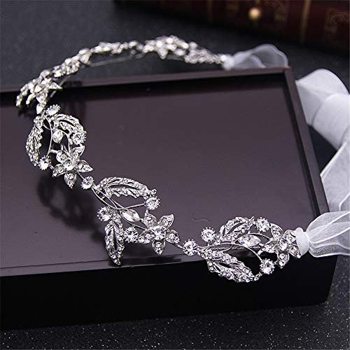 Silver Bridal Headband Rhinestone Headpiece Diamante Headdress Hair Vine for Brides Bridesmaid Bridal Hair Wedding Accessories