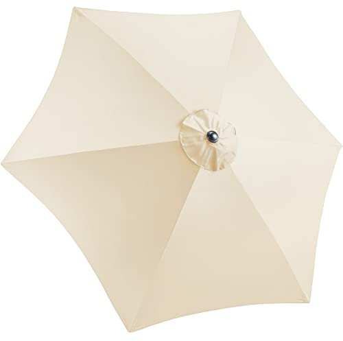 CHRISTOW Replacement Parasol Canopy 2.7m Hexagonal 6 Arms UV 30+ Protection For Garden Umbrella (Cream Fabric)