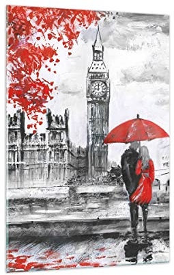 Bilder auf Glas 70x100cm Glasbild London Architektur big ben Groß Wanddeko Bild im Glas Schlafzimmer Küche Deko Wandbilder Dekoration Wohnzimmer Modern Wall Decor Wand Kunstdruck Art GPA70x100-3153