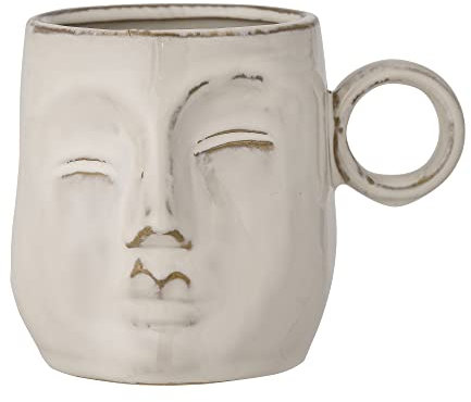 Bloomingville Philou Becher aus Steinzeug in der Farbe Natur 375ml, Maße: 10cm x 10cm, 82055164