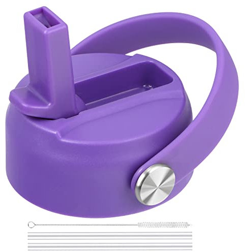 Straw Lid for Hydro Flask Wide Mouth 18 oz 20 ounce Water Bottles, Top Lids with Straw Compatible with Hydro Flask 32 40 oz, Replacement Cap Wide Mouth Straws Flip Lid Flex Handle (Violet)