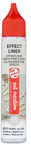 Talens Art Creation Effect Liner - 28 ml Pearl Silver 8511-3D Relief Liner for Textiles and Mixed Media - Smooth Pearlescent Finish - Indoor Use - Washable - 49 Colours