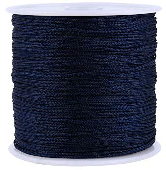 Greensen Cordón de Nylon para Macramé, 100 m x 0,8 mm, Azul Marino, Hilo Trenzado de Satén para Pulseras y Artesanía