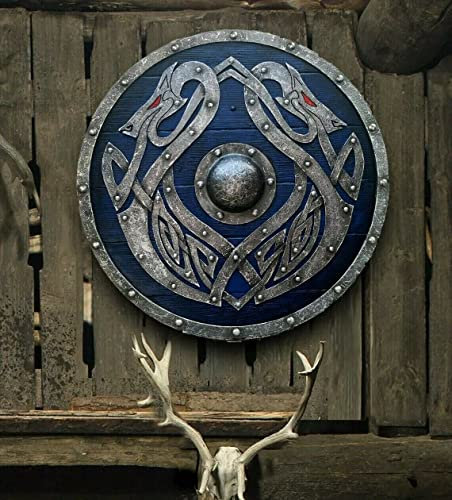 Tecmetooze Walhalla Seedrache Jörmungandr Authentischer Battleworn Wikinger Schild Mittelalter Rund Schlacht Krieger Schild Holz Rund Schild Larp Reproduktion Cosplay Schild