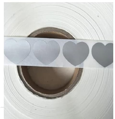STICKERS LAB - Scratch Off-Muster Rubbelkarten und Gewinnen Sie spezielle Aufkleber zum Kratzen (500, Herz Silber - 35 x 30 mm)