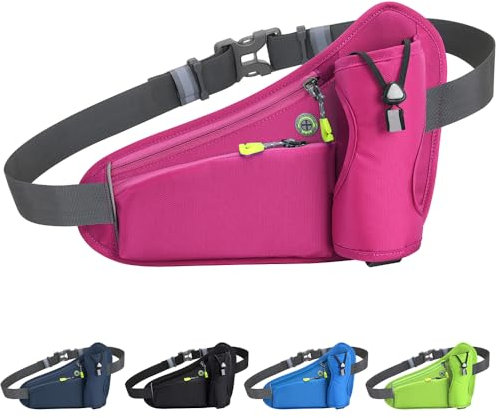 Tyuodna Laufgürtel Handy,Gürteltasche mit Flaschenhalter,Running Belt,Bauchtasche für Trinkflasche,Verstellbar Hüfttasche Damen und Herren,Trinkgürtel für Jogging (Rot)