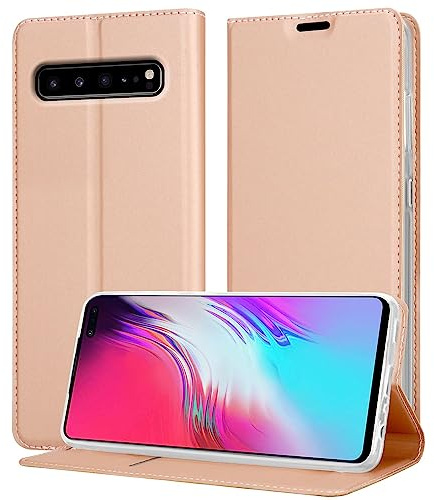 Cadorabo Hülle kompatibel mit Samsung Galaxy S10 5G in Classy ROSÉ Gold - Schutzhülle mit Magnetverschluss, Standfunktion und Kartenfach