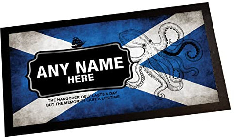 Artylicious Tapis de bar personnalisé avec drapeau écossais – Tapis de bar pour la maison de l'Écosse – Rhum, whisky, bière