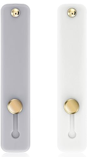 WLLHYF 2Pcs Phone Loop Finger Holder, Silicone Phone Grip Stand Universal Portable Finger Kickstand for Most Smartphones (2pcs-Grey/White)