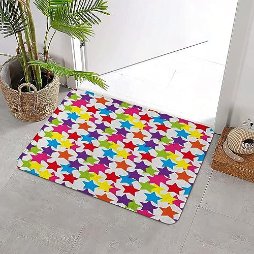 Badteppich rutschfeste,Modern Little Rainbow Colored Funky Stars Kids Nursery Boys Girls Theme Print Multicolor,Wasserabsorbierend Badematte maschinenwaschbar Badvorleger für Dusche,Badewanne,40x60cm