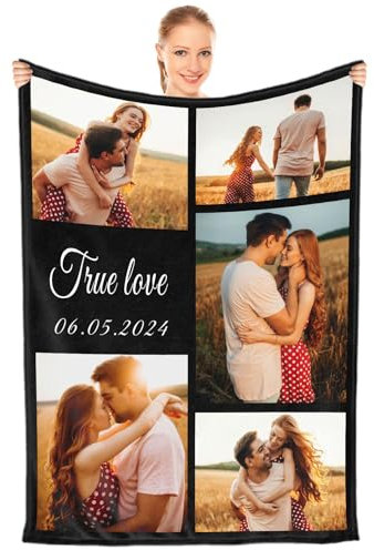 Sleeable Personalisierte Kuscheldecke, Personalisierte Decke mit Foto,personalisierte Geschenke, Jahrestag Geschenk für Sie und Ihn,Personalisiert Mama Geschenke, Geburtstagsgeschenk für Frauen