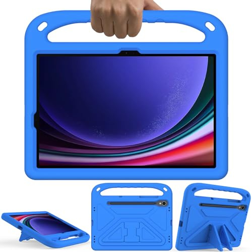 GOZOPO Kids Case for Samsung Galaxy Tab S10 Lite/ S10 FE/ S9 FE/ S9/ S8/ S7 | Lightweight EVA with Handle Stand Shockproof Case Blue