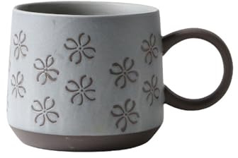 450ml Tasse Vintage Groß, Kaffeetasse Steinzeug, Tasse Retro Keramik, Genießen Sie Ihre Freizeit (Klee)