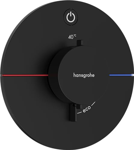 hansgrohe ShowerSelect Comfort S - Thermostat Unterputz, Armatur mit Sicherheitssperre (SafetyStop) bei 40° C, rundes Thermostat, Mischbatterie für 1 Verbraucher, Mattschwarz