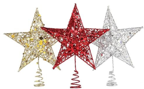 3 Stück Weihnachtsbaumspitze Stern Baumschmuck Glitzernde Christbaumspitze Stern Baumspitze Weihnachtsbaum Dekor Weihnachtsstern Weihnachtsbaumspitze Stern für Weihnachtsbaum Baumspitz Deko