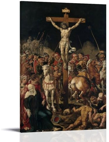 INEOUT Jesus on Cross Poster Dekorative Malerei Leinwand Wandkunst Wohnzimmer Poster Schlafzimmer Malerei,Wandkunst Bilddruck Moderne Familienzimmer Dekor 24x36inch(60x90cm)