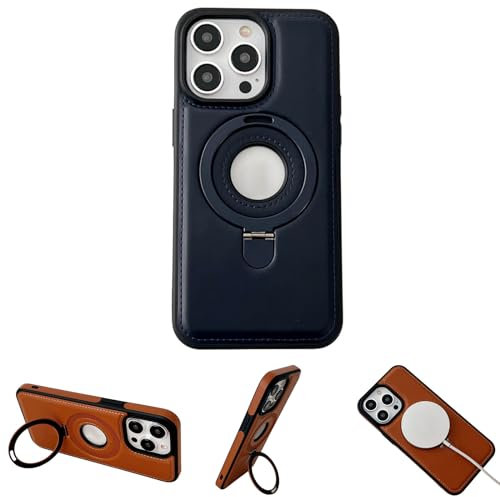 MMUNNA Luxurious Leather Invisible Stand for iPhone Case, Luxury Leather Invisible Stand for iPhone Case Brown,for iPhone Case15/14/13/12 Pro Max (Blue,for iPhone 14 Plus)